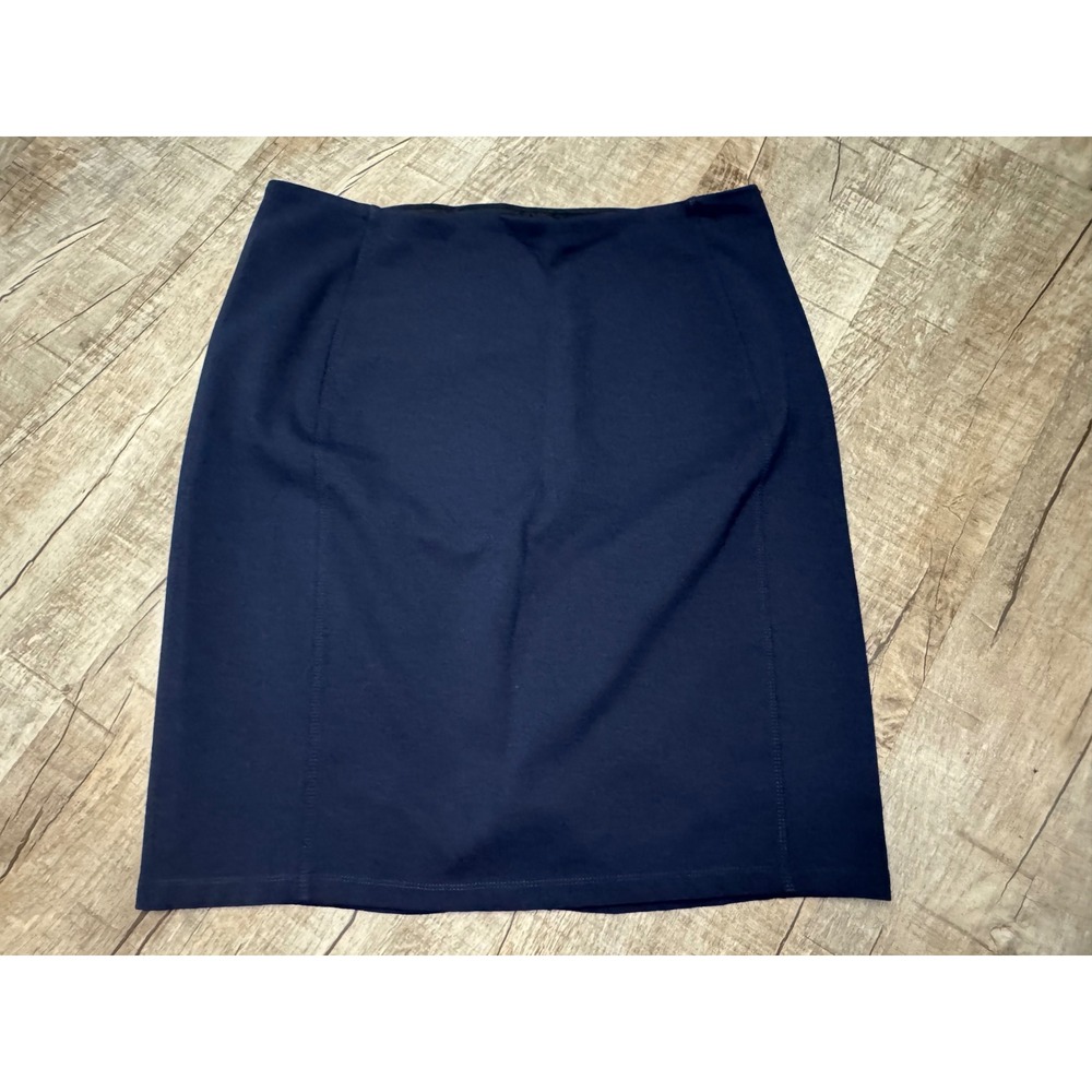 Liverpool Los Angeles Navy Blue Ponte Knit Pencil Skirt Womens 16W Stretch Slit